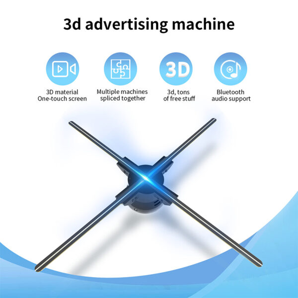 F60 60cm 3D Hologram Projector LED Animated Advertising Display Fan SD Card Compatible for Indoor Education & Advertising Equipment