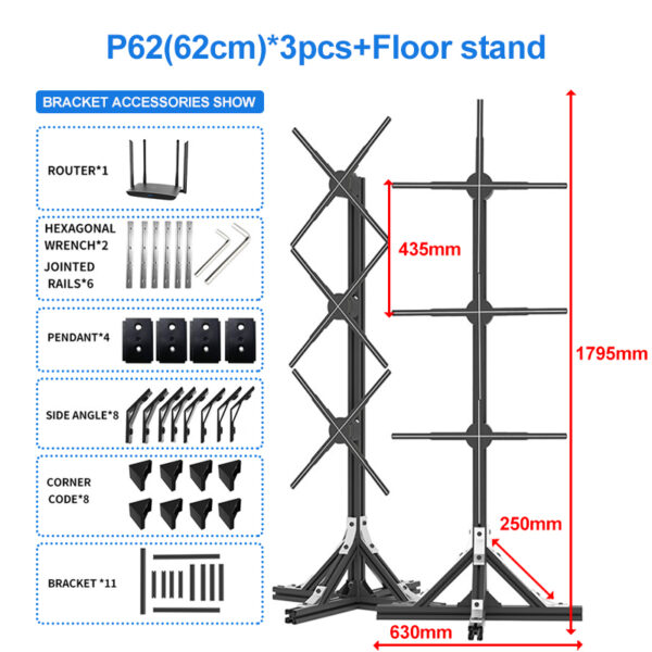 62cm 1x3 Human Height Multi Splicing Christmas Tree Advertising Led Display Holographic Video Wall 3D Hologram Led Fan