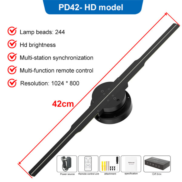 PD42-2 3D Holographic Projection 1024*800 3D Fan for Advertising Display 42cm Hologram Projector 3d Hologram Light