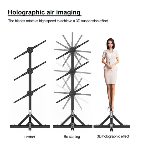 1X3 Stitch Synchronized 3D Hologram Fan Wall 45CM Indoor Holographic Fans with Hologram Projector Stand