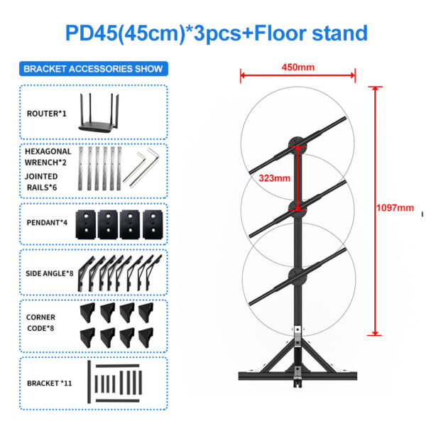 1X3 Stitch Synchronized 3D Hologram Fan Wall 45CM Indoor Holographic Fans with Hologram Projector Stand