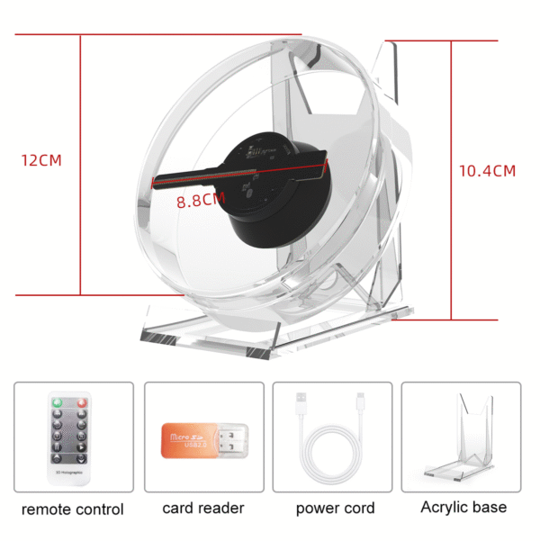 PD13 Mini Desktop LED Rotating Screen Naked-Eye 3D Holographic Projection Fan for Education Suspended Stereoscopic Hologram Indoor