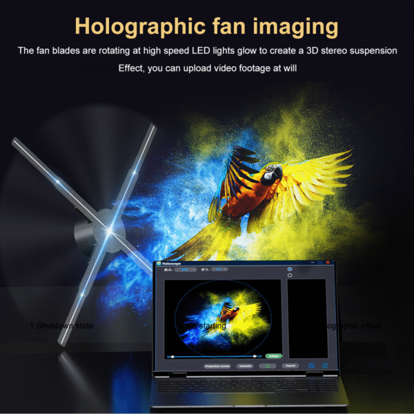 P62 62CM Large Size Hologram Led Fan 3D Led Fan 3D Holographic Display