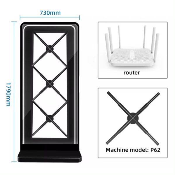 Hologram Human Ventiladores Holograficos 3X65cm Advertising Holographic Display 3D Hologram Cabinet Fan with Cabinet