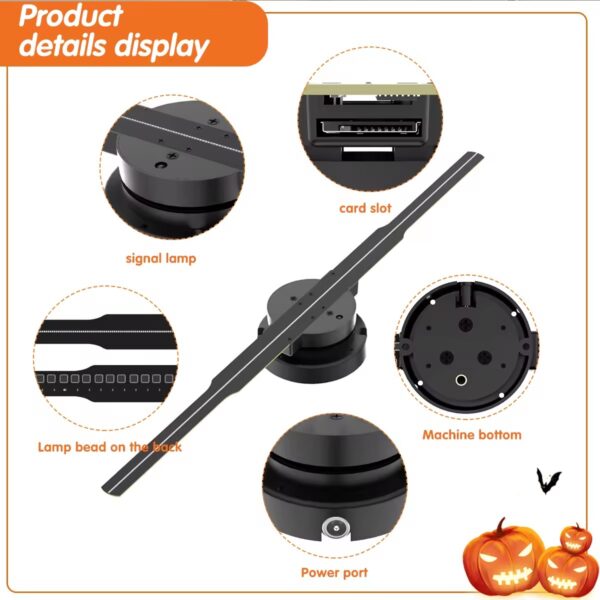 PD45 45cm 3D Hologram Projector LED Fan Animated Advertising Equipment SD Card Support Rotating Display