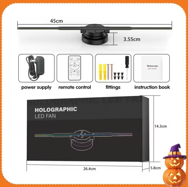 PD45 45cm 3D Hologram Projector LED Fan Animated Advertising Equipment SD Card Support Rotating Display