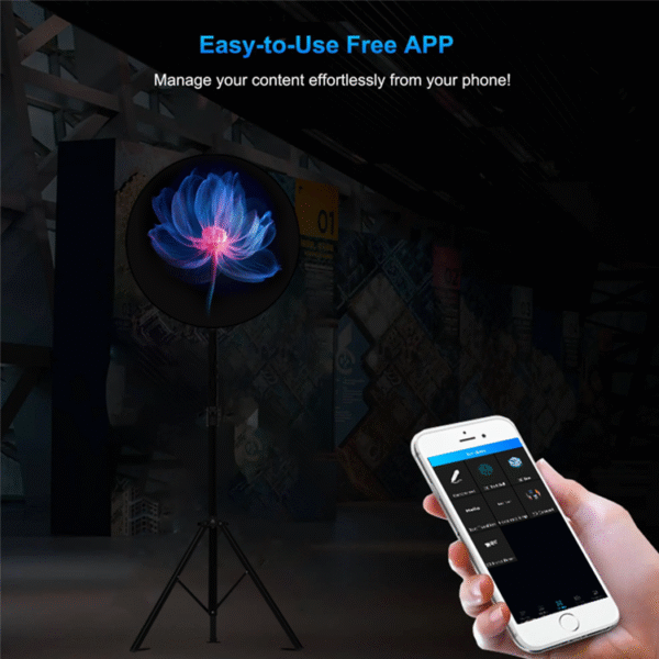 3D Hologram LED Fan Display 45/52/56cm Indoor Advertising with Protective Cover and Tripod Bracket OEM Supplier
