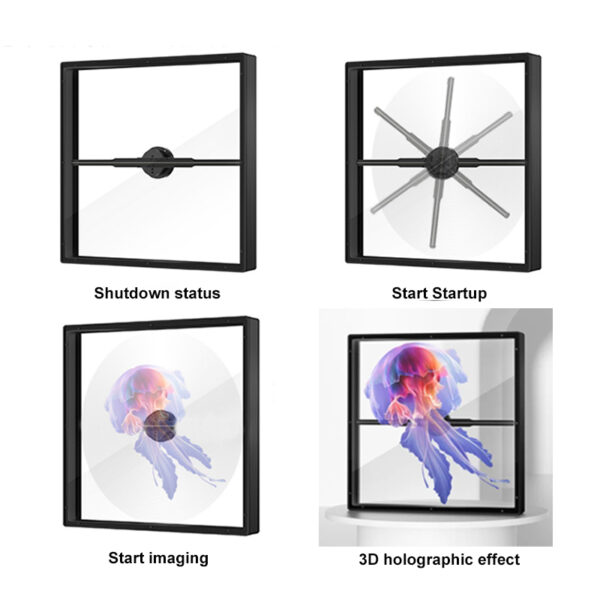 45cm 3D Hologram Fan Advertising Equipment 3D LED Holographic Display with 50cm Square Safety Acrylic Cover/Cases